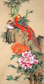 Chinese Pheasant Painting,50cm x 100cm,2614048-x