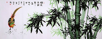 Chinese Pheasant Painting,180cm x 68cm,2621014-x