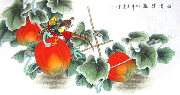 Chinese Pheasant Painting,66cm x 136cm,2703060-x