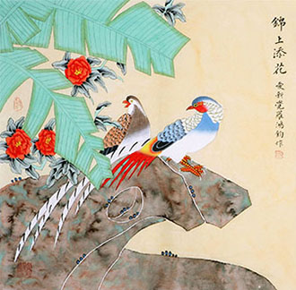 Chinese Pheasant Painting,68cm x 68cm,nx21170018-x