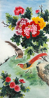 Chinese Pheasant Painting,69cm x 138cm,wx21218002-x