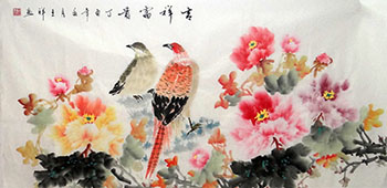 Chinese Pheasant Painting,69cm x 138cm,wx21218008-x
