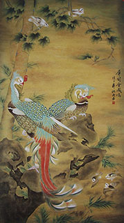 Chinese Phoenix Painting,90cm x 160cm,2011052-x