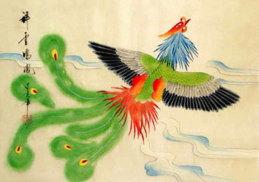 Chinese Phoenix Painting,30cm x 40cm,2336117-x