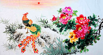 Chinese Phoenix Painting,97cm x 180cm,2547058-x