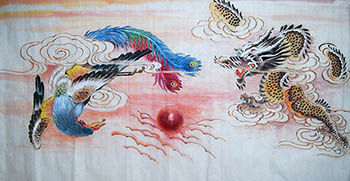 Chinese Phoenix Painting,68cm x 136cm,2547059-x