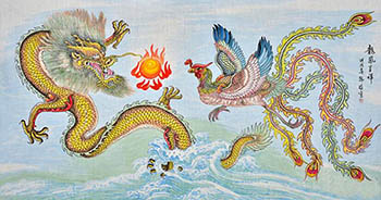 Chinese Phoenix Painting,85cm x 165cm,hm21213001-x