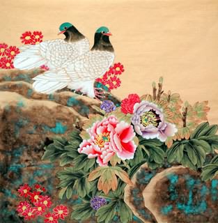 Chinese Pigeon Painting,69cm x 69cm,2614036-x