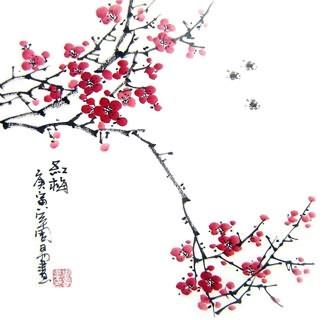 Chinese Plum Blossom Painting,33cm x 33cm,2396002-x