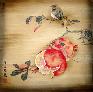 Chinese Pomegranate Painting,50cm x 50cm,2395020-x