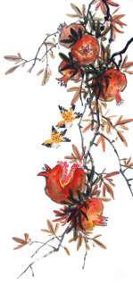Chinese Pomegranate Painting,48cm x 96cm,2612003-x