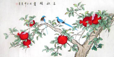 Chinese Pomegranate Painting,66cm x 130cm,2703072-x