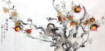 Chinese Pomegranate Painting,66cm x 136cm,dyc21099048-x