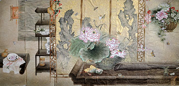 Chinese Qing Gong Painting,40cm x 120cm,2011061-x