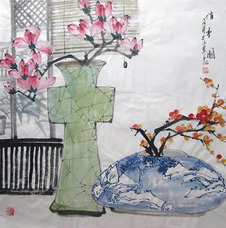 Chinese Qing Gong Painting,68cm x 68cm,2024002-x