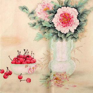 Chinese Qing Gong Painting,66cm x 66cm,2324036-x