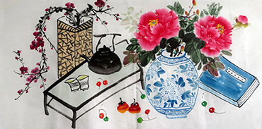 Chinese Qing Gong Painting,50cm x 100cm,2350006-x