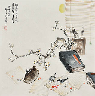Chinese Qing Gong Painting,69cm x 69cm,2351002-x