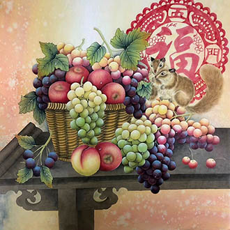 Chinese Qing Gong Painting,68cm x 68cm,2387122-x
