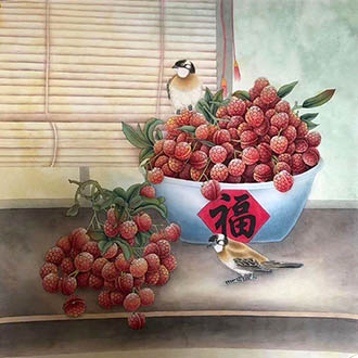 Chinese Qing Gong Painting,68cm x 68cm,2387126-x