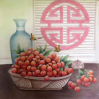 Chinese Qing Gong Painting,68cm x 68cm,2387128-x