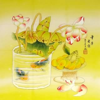 Chinese Qing Gong Painting,66cm x 66cm,2417005-x