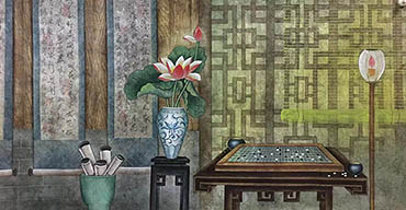 Chinese Qing Gong Painting,65cm x 134cm,2505002-x
