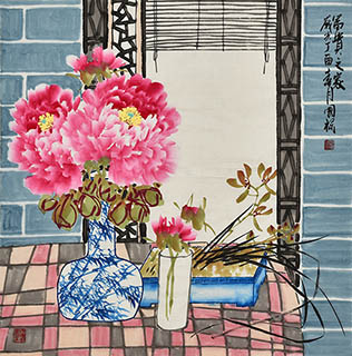 Chinese Qing Gong Painting,68cm x 68cm,2520004-x