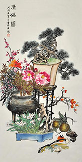 Chinese Qing Gong Painting,69cm x 138cm,2521002-x