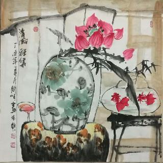Chinese Qing Gong Painting,68cm x 68cm,wh21079008-x