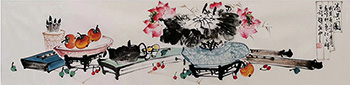 Chinese Qing Gong Painting,34cm x 138cm,xqf21217007-x