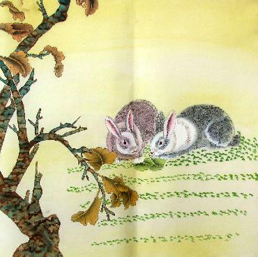 Chinese Rabbit Painting,66cm x 66cm,4324001-x