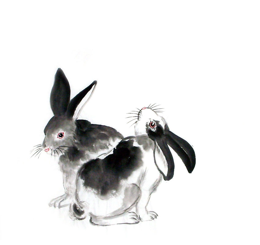 Chinese Rabbit Painting 0 4326017, 50cm x 50cm(19〃 x 19〃)