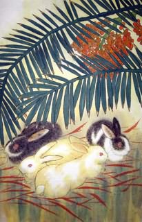 Chinese Rabbit Painting,69cm x 46cm,4449022-x