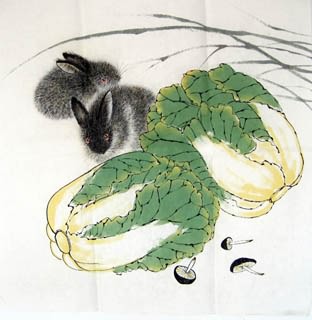 Chinese Rabbit Painting,50cm x 50cm,4680005-x