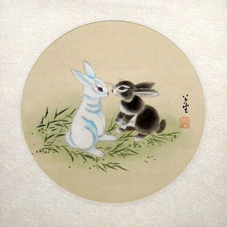 Chinese Rabbit Painting,25cm x 25cm,4740009-x