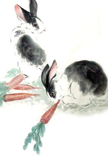 Chinese Rabbit Painting,69cm x 46cm,4805004-x