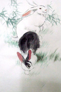 Chinese Rabbit Painting,69cm x 46cm,4805005-x