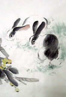 Chinese Rabbit Painting,69cm x 46cm,4805006-x