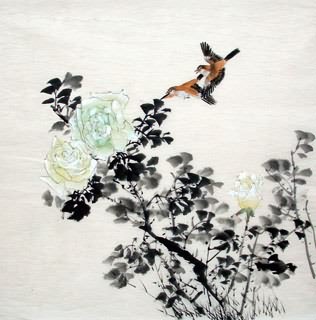 Chinese Rose Painting,69cm x 69cm,2322016-x