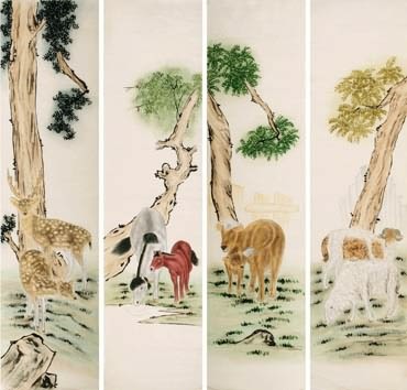 Chinese Sheep Painting,33cm x 130cm,4340008-x
