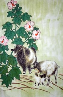 Chinese Sheep Painting,69cm x 46cm,4449012-x