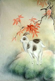 Chinese Sheep Painting,43cm x 65cm,4545001-x