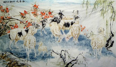 Chinese Sheep Painting,88cm x 158cm,4695087-x