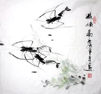 Chinese Shrimp Painting,48cm x 45cm,2362002-x