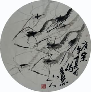 Chinese Shrimp Painting,40cm x 40cm,2364002-x