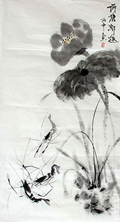 Chinese Shrimp Painting,50cm x 100cm,jzx21080004-x