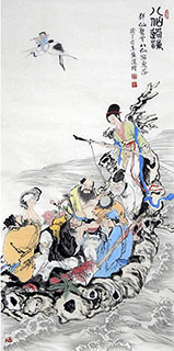 Chinese the Eight Immortals Painting,68cm x 136cm,zb31132001-x