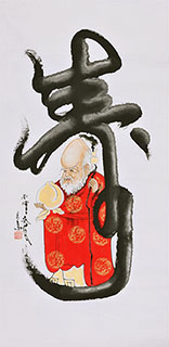 Chinese The Five Gods of Fortune Painting,68cm x 136cm,3380002-x