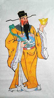 Chinese The Five Gods of Fortune Painting,48cm x 96cm,3449015-x